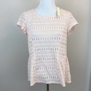 Lauren Conrad Pink Lace Peplum Top - M